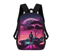 sinyumoney Children School Backpack 3D Printed Neon Dreamscape with Car Bookbags Rucksack Casual Travel Backpacks Large Capacity Daypack for Boys 17inch