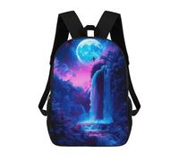 sinyumoney Children School Backpack 3D Printed Neon Lunar Landscape Bookbags Rucksack Casual Travel Backpacks Large Capacity Daypack for Boys 17inch