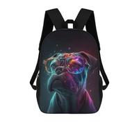 sinyumoney Children School Backpack 3D Printed Neon Pug Glasses Art Print Bookbags Rucksack Casual Travel Backpacks Large Capacity Daypack for Boys 17inch