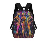 sinyumoney Children School Backpack 3D Printed Neon Radiance - The Three Muses in A Futuristic Glow Bookbags Rucksack Casual Travel Backpacks Large Capacity Daypack for Boys 17inch