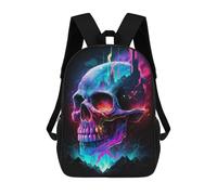 sinyumoney Children School Backpack 3D Printed Neon Skull Fantasy Artwork Bookbags Rucksack Casual Travel Backpacks Large Capacity Daypack for Boys 17inch