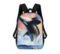 sinyumoney Children School Backpack 3D Printed Ocean Orca Bookbags Rucksack Casual Travel Backpacks Large Capacity Daypack for Boys 17inch