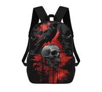 sinyumoney Children School Backpack 3D Printed Raven on Skull Bookbags Rucksack Casual Travel Backpacks Large Capacity Daypack for Boys 17inch