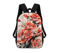 sinyumoney Children School Backpack 3D Printed Red Flowers 3 Bookbags Rucksack Casual Travel Backpacks Large Capacity Daypack for Boys 17inch