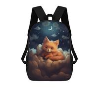 sinyumoney Children School Backpack 3D Printed Red Fox Dreaming Bookbags Rucksack Casual Travel Backpacks Large Capacity Daypack for Boys 17inch
