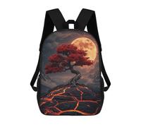 sinyumoney Children School Backpack 3D Printed Red Tree on Lava Field Bookbags Rucksack Casual Travel Backpacks Large Capacity Daypack for Boys 17inch