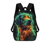 sinyumoney Children School Backpack 3D Printed Retriever Dog in Flames Animal Bookbags Rucksack Casual Travel Backpacks Large Capacity Daypack for Boys 17inch
