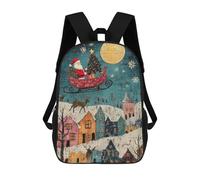 sinyumoney Children School Backpack 3D Printed Santas Christmas Eve Flight Bookbags Rucksack Casual Travel Backpacks Large Capacity Daypack for Boys 17inch