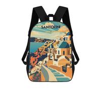 sinyumoney Children School Backpack 3D Printed Santorini Sunlit Domes Bookbags Rucksack Casual Travel Backpacks Large Capacity Daypack for Boys 17inch