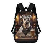 sinyumoney Children School Backpack 3D Printed Schnauzer Dog in The Pub Bookbags Rucksack Casual Travel Backpacks Large Capacity Daypack for Boys 17inch