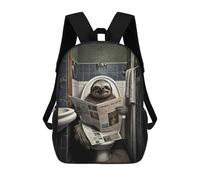 sinyumoney Children School Backpack 3D Printed Sloth Reading Newspaper Bookbags Rucksack Casual Travel Backpacks Large Capacity Daypack for Boys 17inch