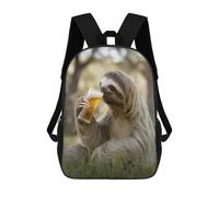 sinyumoney Children School Backpack 3D Printed Sloth Sipping A Beer Bookbags Rucksack Casual Travel Backpacks Large Capacity Daypack for Boys 17inch