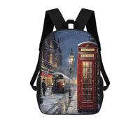 sinyumoney Children School Backpack 3D Printed Snowy London Call Bookbags Rucksack Casual Travel Backpacks Large Capacity Daypack for Boys 17inch