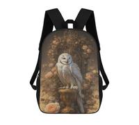 sinyumoney Children School Backpack 3D Printed Snowy Owl in Floral Setting Bookbags Rucksack Casual Travel Backpacks Large Capacity Daypack for Boys 17inch
