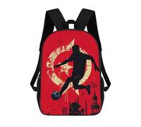 sinyumoney Children School Backpack 3D Printed Soccer Player Silhouette with Turkish Flag Bookbags Rucksack Casual Travel Backpacks Large Capacity Daypack for Boys 17inch