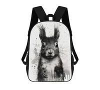 sinyumoney Children School Backpack 3D Printed Squirrel Beauty Black Ink Bookbags Rucksack Casual Travel Backpacks Large Capacity Daypack for Boys 17inch