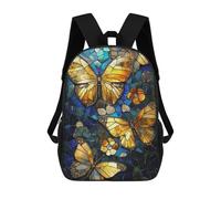 sinyumoney Children School Backpack 3D Printed Stained Glass Butterflies Bookbags Rucksack Casual Travel Backpacks Large Capacity Daypack for Boys 17inch