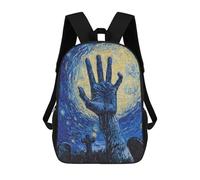 sinyumoney Children School Backpack 3D Printed Starry Night Hand Graveyard Bookbags Rucksack Casual Travel Backpacks Large Capacity Daypack for Boys 17inch