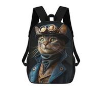 sinyumoney Children School Backpack 3D Printed Steampunk Cat Portrait Bookbags Rucksack Casual Travel Backpacks Large Capacity Daypack for Boys 17inch