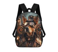 sinyumoney Children School Backpack 3D Printed Steampunk Dog Doberman Bookbags Rucksack Casual Travel Backpacks Large Capacity Daypack for Boys 17inch