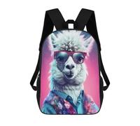 sinyumoney Children School Backpack 3D Printed Stylish Llama Portrait Bookbags Rucksack Casual Travel Backpacks Large Capacity Daypack for Boys 17inch