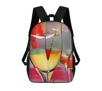sinyumoney Children School Backpack 3D Printed Summer Wine Bookbags Rucksack Casual Travel Backpacks Large Capacity Daypack for Boys 17inch