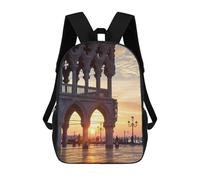 sinyumoney Children School Backpack 3D Printed Sunrise in Venice Italy Bookbags Rucksack Casual Travel Backpacks Large Capacity Daypack for Boys 17inch