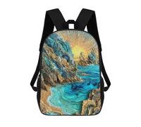 sinyumoney Children School Backpack 3D Printed Sunset Cliffs Kintsugi Art Bookbags Rucksack Casual Travel Backpacks Large Capacity Daypack for Boys 17inch