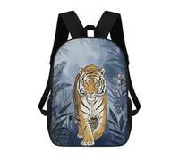 sinyumoney Children School Backpack 3D Printed Tiger in Blue Jungle Illustration Bookbags Rucksack Casual Travel Backpacks Large Capacity Daypack for Boys 17inch