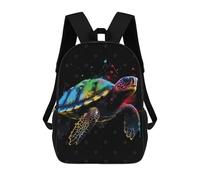 sinyumoney Children School Backpack 3D Printed Turtle Colorful Bookbags Rucksack Casual Travel Backpacks Large Capacity Daypack for Boys 17inch