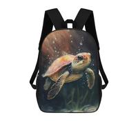 sinyumoney Children School Backpack 3D Printed Turtle Watercolor Drawing Bookbags Rucksack Casual Travel Backpacks Large Capacity Daypack for Boys 17inch