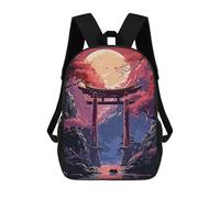 sinyumoney Children School Backpack 3D Printed Vintage Torii Bookbags Rucksack Casual Travel Backpacks Large Capacity Daypack for Boys 17inch
