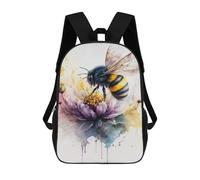 sinyumoney Children School Backpack 3D Printed Watercolor Bee Bookbags Rucksack Casual Travel Backpacks Large Capacity Daypack for Boys 17inch