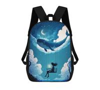sinyumoney Children School Backpack 3D Printed Whale Swing Night Sky Bookbags Rucksack Casual Travel Backpacks Large Capacity Daypack for Boys 17inch