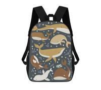 sinyumoney Children School Backpack 3D Printed Whales Bookbags Rucksack Casual Travel Backpacks Large Capacity Daypack for Boys 17inch