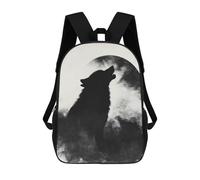 sinyumoney Children School Backpack 3D Printed Wolf Howling at The Moon Bookbags Rucksack Casual Travel Backpacks Large Capacity Daypack for Boys 17inch