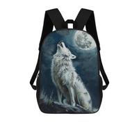 sinyumoney Children School Backpack 3D Printed Wolf Howling Moon Night Bookbags Rucksack Casual Travel Backpacks Large Capacity Daypack for Boys 17inch