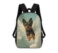 sinyumoney Children School Backpack 3D Printed Yorkshire Terrier Angel Pet Memorial Tribute Angel Dog Bookbags Rucksack Casual Travel Backpacks Large Capacity Daypack for Boys 17inch