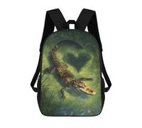 sinyumoney Children School Bag Alligator in Amazon Jungle Printing Kid Backpack Travel Bagpack Boys Girls School Bag 17inch