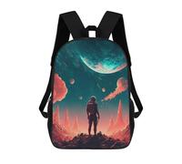 sinyumoney Children School Bag Astronaut on Alien Planet -23 Printing Kid Backpack Travel Bagpack Boys Girls School Bag 17inch