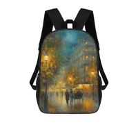 sinyumoney Children School Bag Autumn Evening in Paris Printing Kid Backpack Travel Bagpack Boys Girls School Bag 17inch