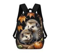 sinyumoney Children School Bag Autumn Hedgehog Duo Printing Kid Backpack Travel Bagpack Boys Girls School Bag 17inch