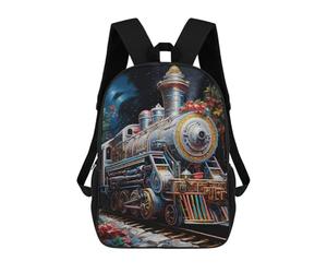 sinyumoney Children School Bag Christmas Steam Train Magic Printing Kid Backpack Travel Bagpack Boys Girls School Bag 17inch