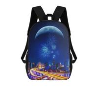 sinyumoney Children School Bag City Lights And Fireworks Printing Kid Backpack Travel Bagpack Boys Girls School Bag 17inch