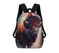 sinyumoney Children School Bag Colorful Bison Portrait Printing Kid Backpack Travel Bagpack Boys Girls School Bag 17inch