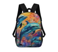 sinyumoney Children School Bag Colorful Dolphins Underwater-4 Printing Kid Backpack Travel Bagpack Boys Girls School Bag 17inch