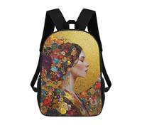 sinyumoney Children School Bag Colorful Floral Artwork Printing Kid Backpack Travel Bagpack Boys Girls School Bag 17inch