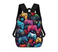 sinyumoney Children School Bag Colorful Game Controllers Pattern-1 Printing Kid Backpack Travel Bagpack Boys Girls School Bag 17inch
