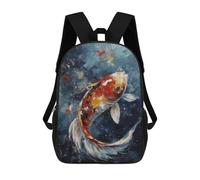 sinyumoney Children School Bag Colorful Koi Fish Painting-5 Printing Kid Backpack Travel Bagpack Boys Girls School Bag 17inch