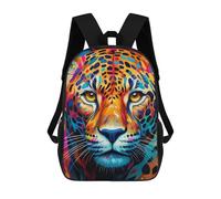 sinyumoney Children School Bag Colorful Leopard Portrait-22 Printing Kid Backpack Travel Bagpack Boys Girls School Bag 17inch